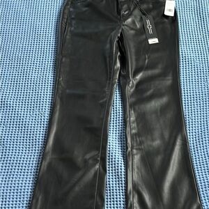 Liverpool Black Cropped Leather Pants